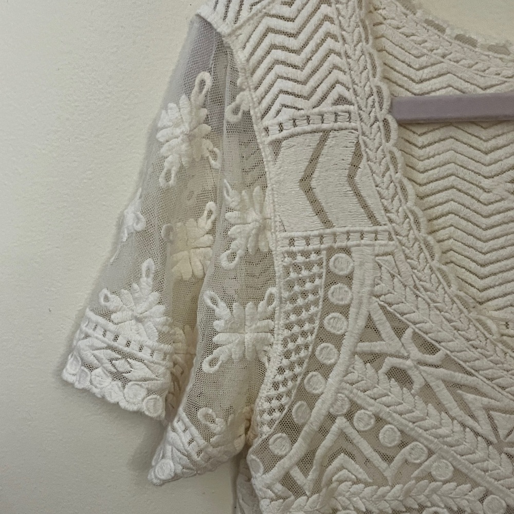Meadow Rue Cream Embroidered Blouse - Picture 5 of 7
